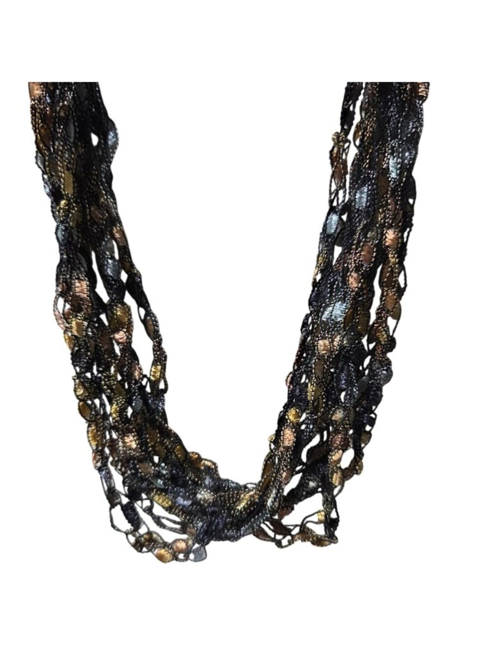 Handcrafted Knit Ribbon Necklace Multicolor Magnetic Clasp Fashion Jewelry Women